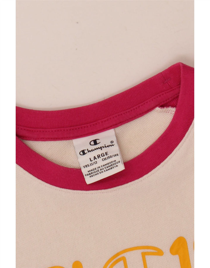 CHAMPION Pige Sweatshirt Jumper 11-12 år Large Pink Colourblock