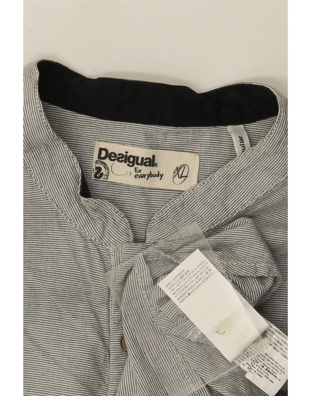 Desigual Herre Regular Fit Pullover Shirt XL Grå nålestribet bomuld
