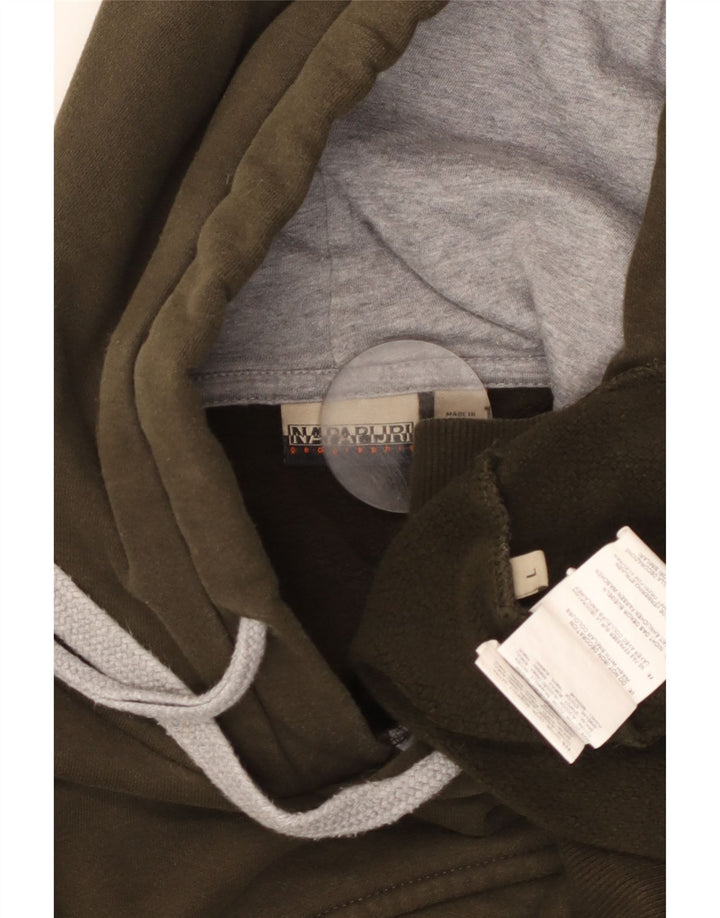 NAPAPIJRI Herre Geographic Graphic Hoodie Jumper Stor Khaki Bomuld