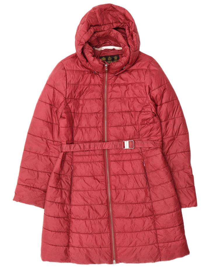 Barbour Dame Hætte Polstret Frakke UK 14 Large Bourgogne Polyamid