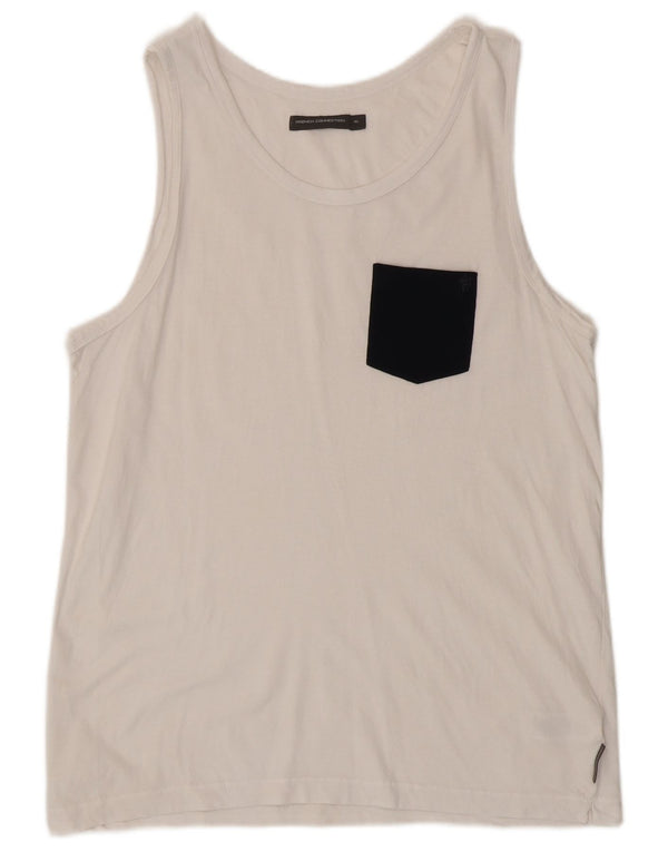French Connection Damevest Top UK 18 XL Hvid Colourblock Bomuld