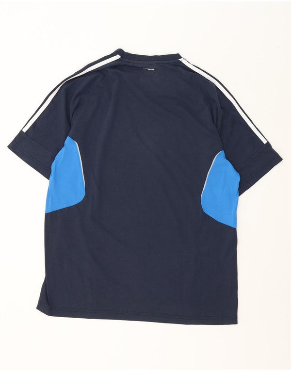 Adidas Herre Climalite T-Shirt Top Medium Marineblå Colourblock Bomuld