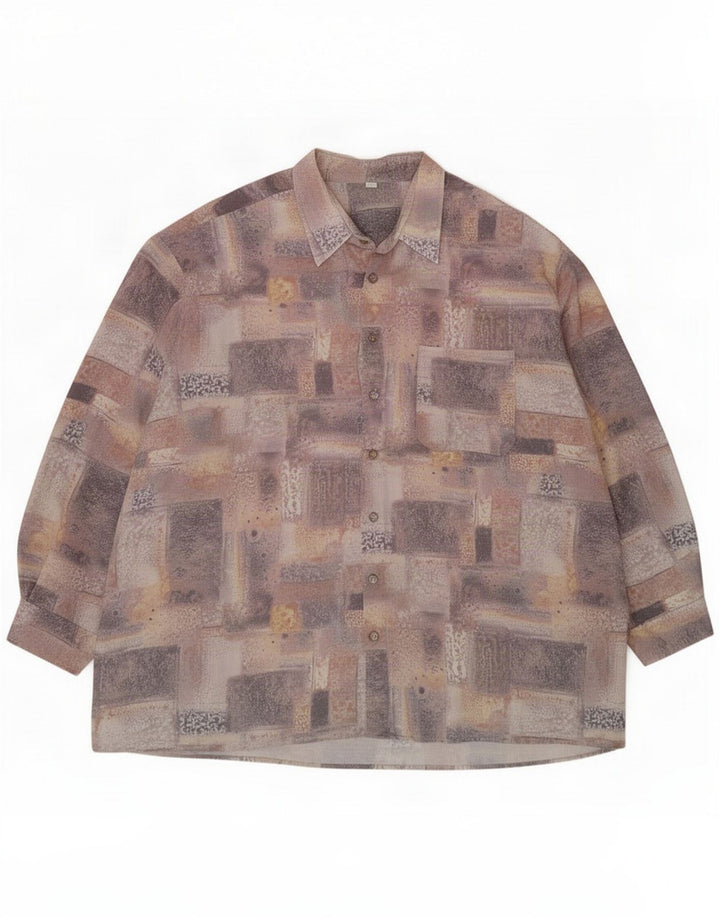 Vintage skjorte med abstrakt mønster til mænd Størrelse 48 3XL Flerfarvet
