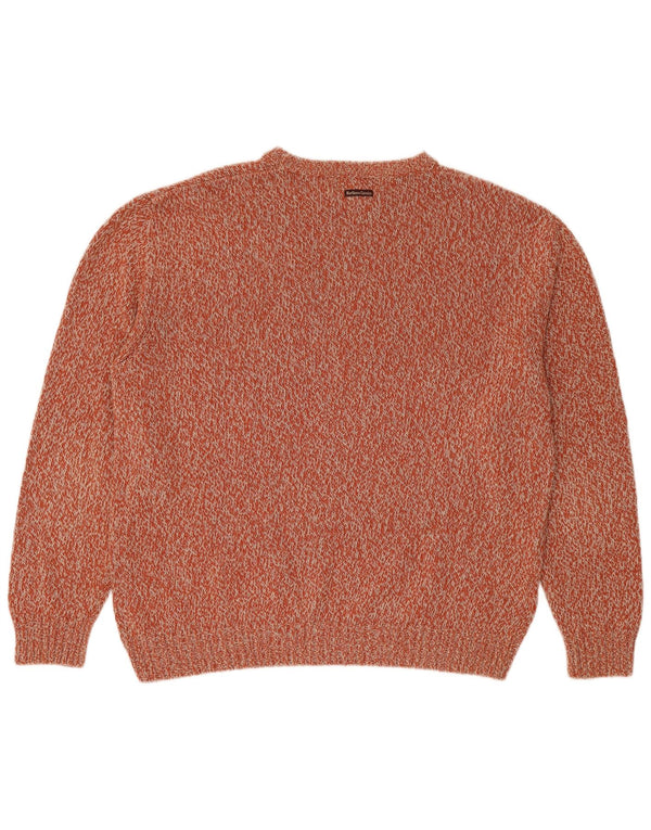 Marlboro Classics Herre Crew Neck Jumper Sweater XL Orange Flecked Linen