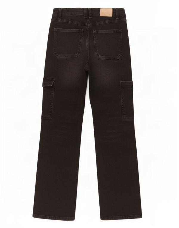 Zara Boys Cargo High Waist Jeans 13-14 år W27 L28 Sort
