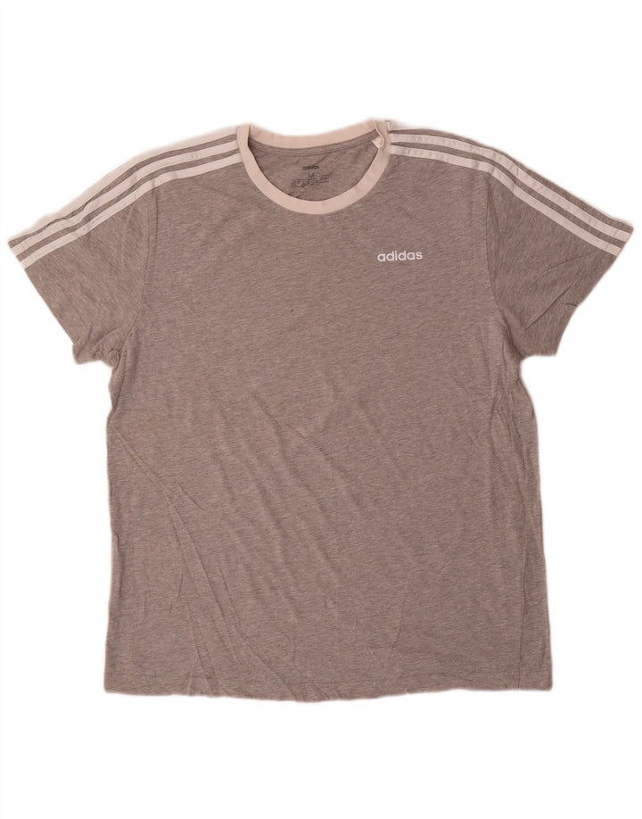Adidas T-Shirt Top UK 12/14 Medium Grey Bomuld