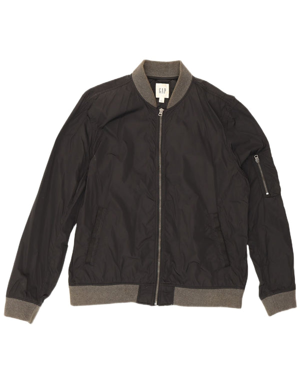 Gap Herre Bomber Jacket UK 40 Large Black Nylon
