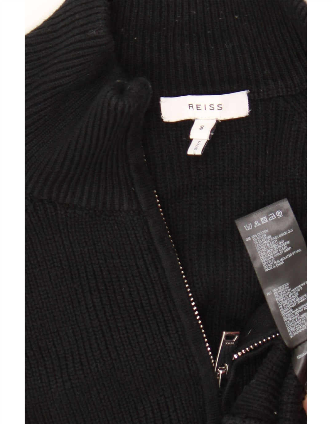 Reiss herre cardigan sweater lille sort bomuld