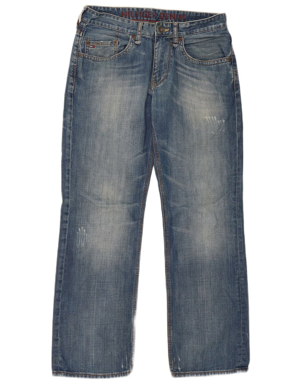 TOMMY HILFIGER Distressed straight jeans til mænd W32 L32 blå bomuld