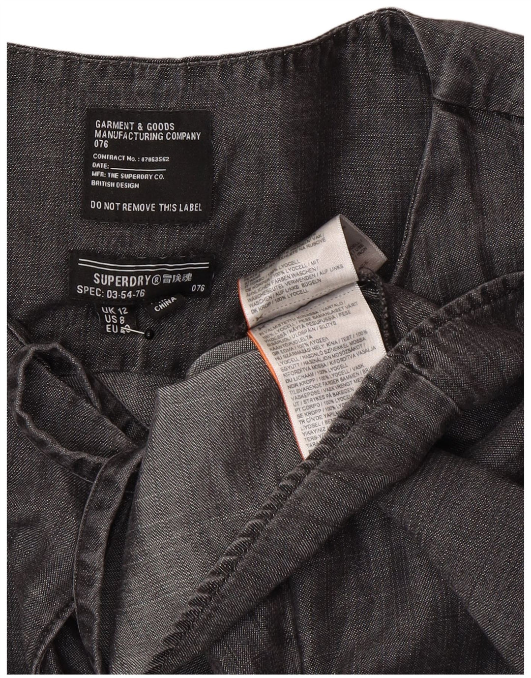Superdry Langærmet A-line kjole til kvinder UK 12 Medium Grey Lyocell