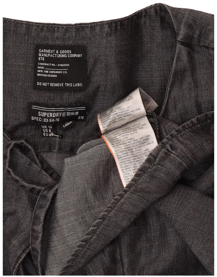 Superdry Langærmet A-line kjole til kvinder UK 12 Medium Grey Lyocell
