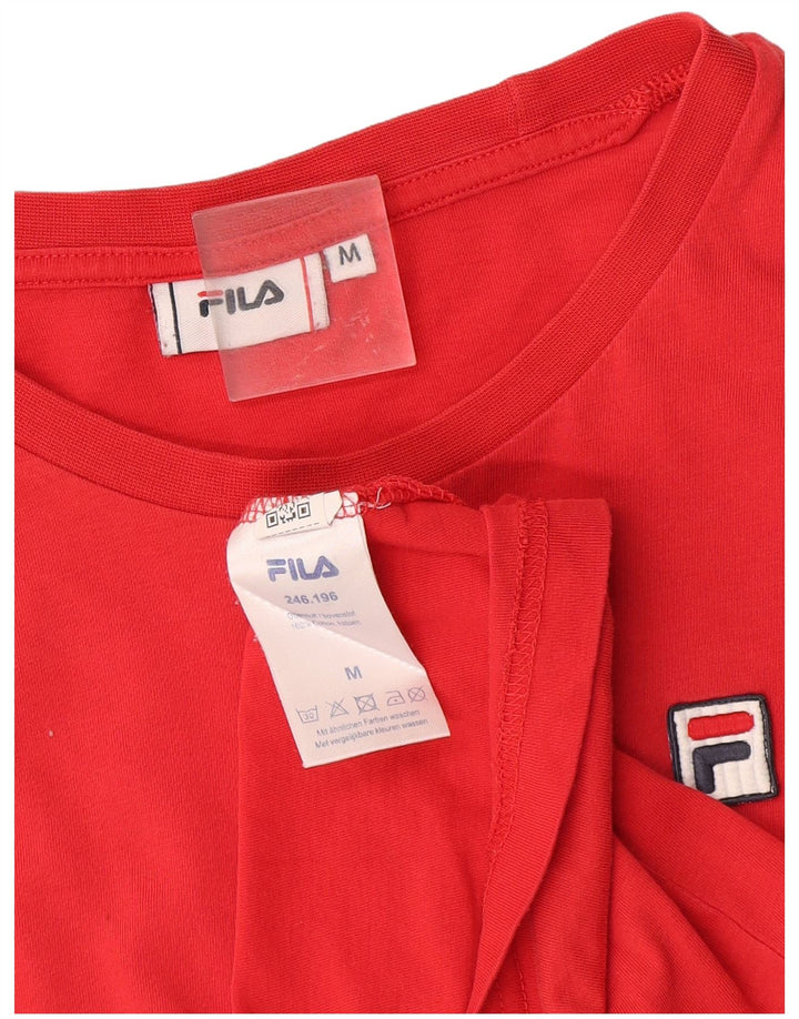 Fila Dame T-Shirt Top UK 14 Medium Rød Bomuld