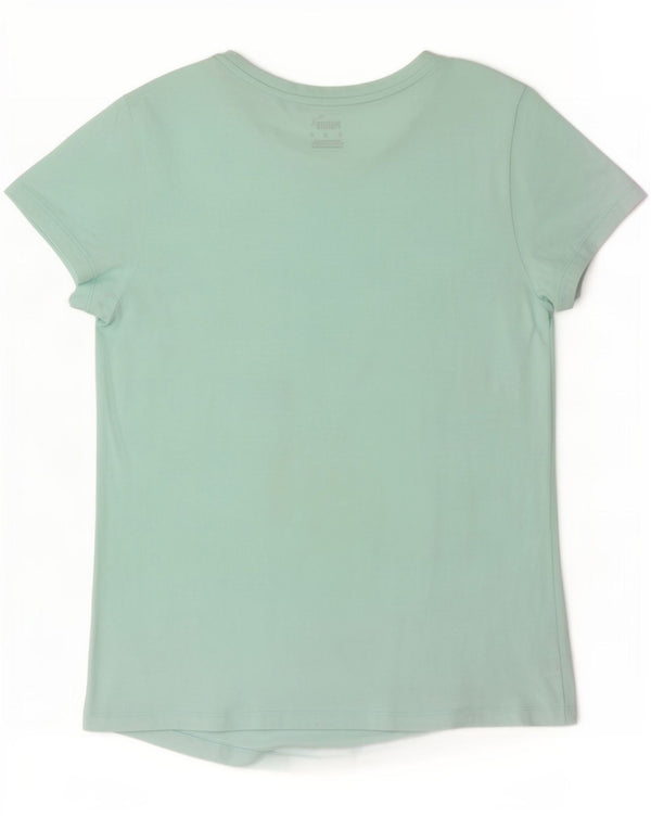 Puma Grafisk T-Shirt Top UK 12 Medium Turkis Bomuld