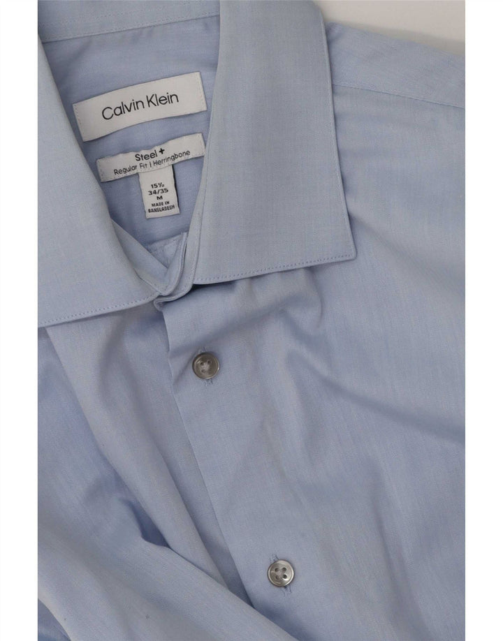 Calvin Klein Herre Regular Fit Skjorte Størrelse 15 1/2 Medium Blue Herringbone