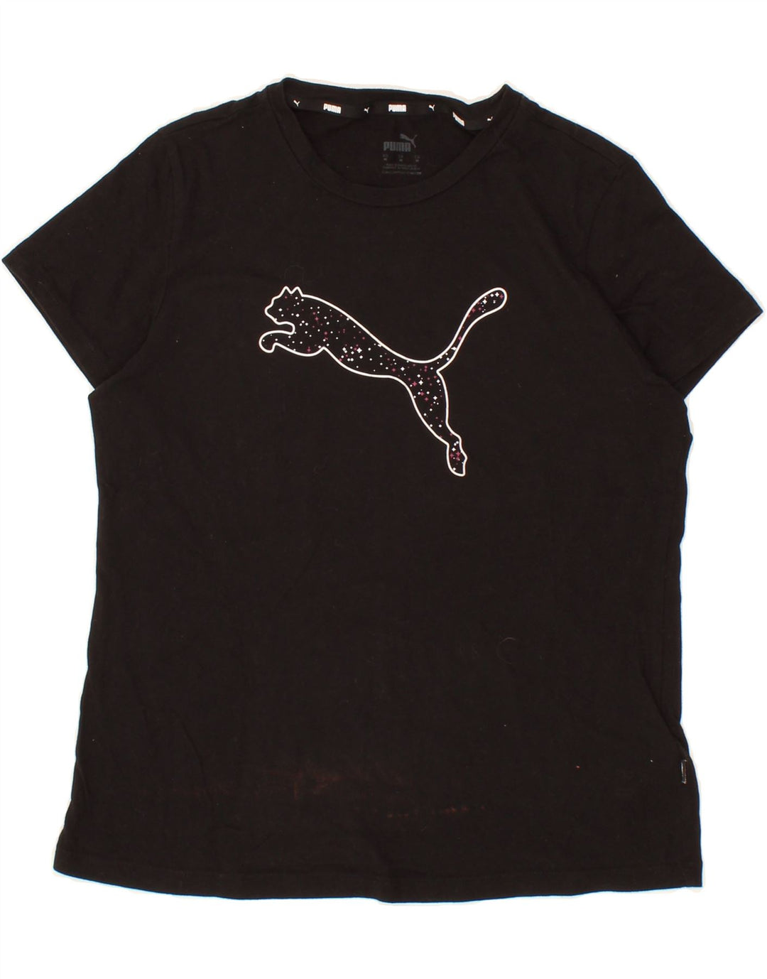 PUMA Womens Graphic T-Shirt Top UK 14 Medium Black Cotton Vintage Puma and Second-Hand Puma from Messina Hembry 