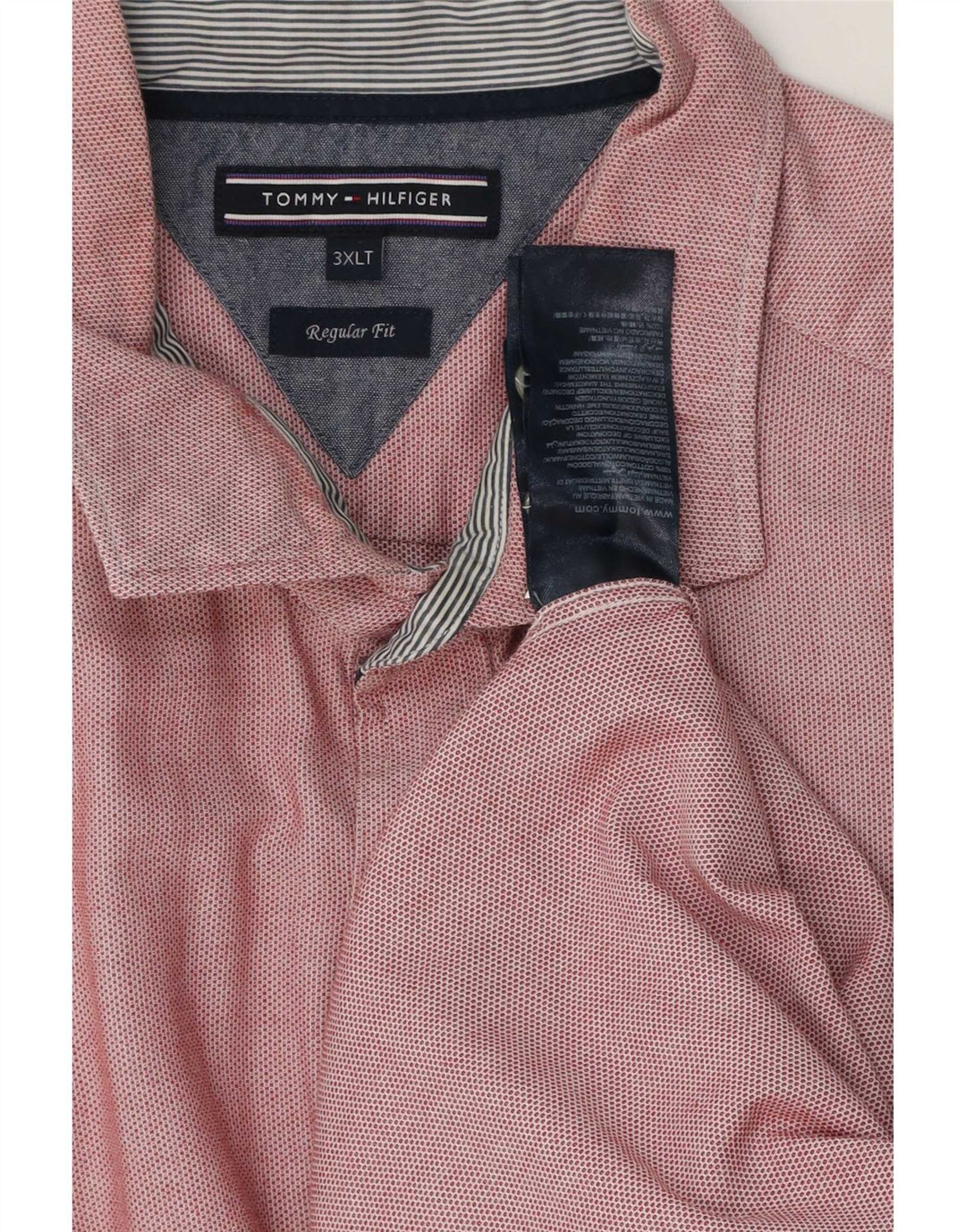 Tommy Hilfiger Herre høj Regular Fit skjorte 3XL rød bomuld