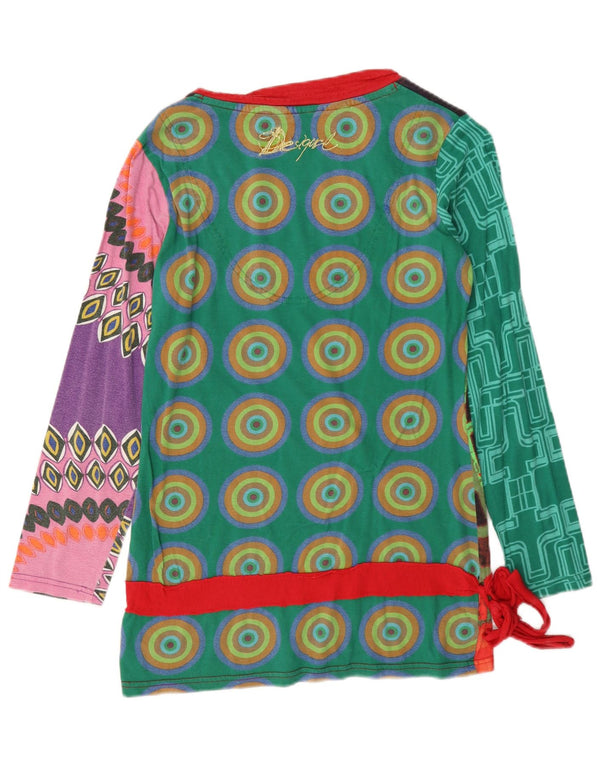 Desigual Dame Grafisk Top Langærmet UK 14 Stor Flerfarvet Geometrisk