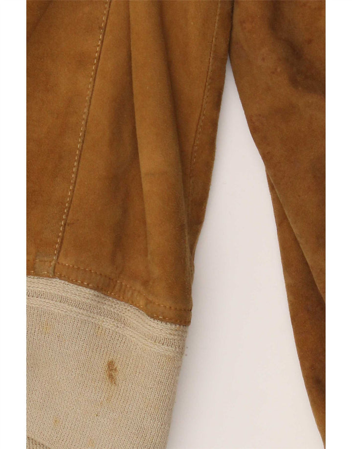 Vintage herre ruskind bomberjakke IT 52 XL beige læder