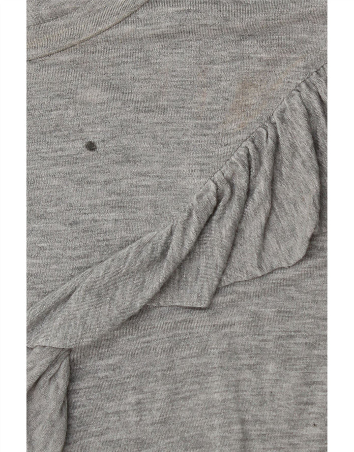 Topshop Dame Flæse Front Top Langærmet UK 12 Medium Grå Flecked