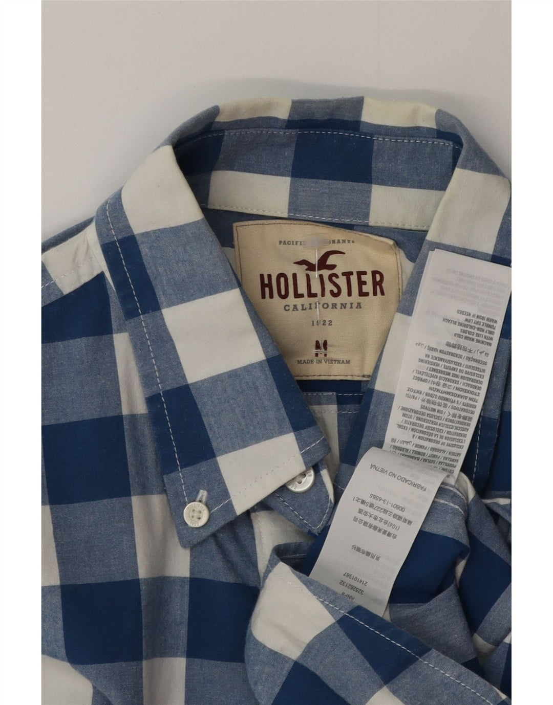 Hollister Herreskjorte Medium Blue Gingham Cotton