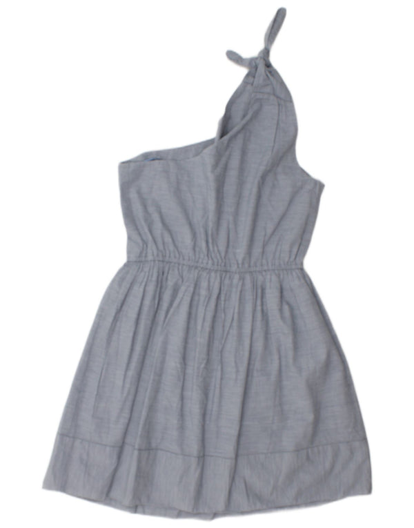 Abercrombie & Fitch Womens One Shoulder Dress UK 14 Large Blue Cotton