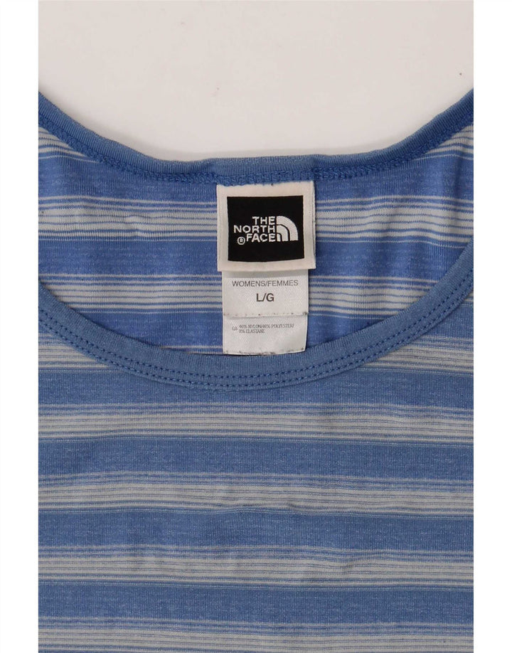 The North Face Dame T-Shirt Top UK 16 Stor Blå Stribet Polyester