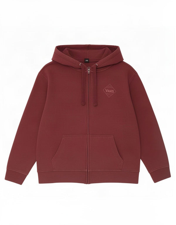 Vans Womens Graphic Oversized Zip Hoodie Sweater UK 10 Small Maroon Cotton