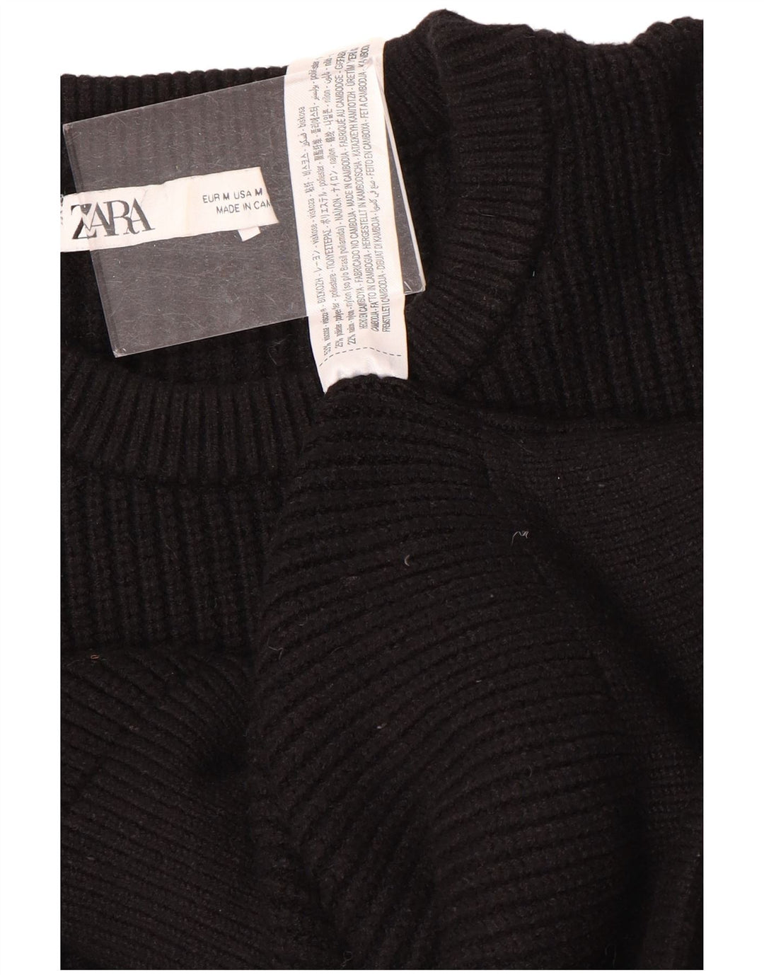 Zara dametrøjetrøje med rund hals DK 14 Medium Sort viskose