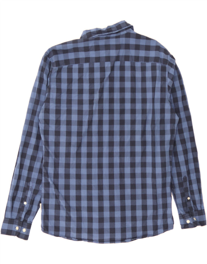 JACK & JONES Mens Shirt Medium Navy Blue Gingham Cotton Vintage Jack & Jones and Second-Hand Jack & Jones from Messina Hembry 