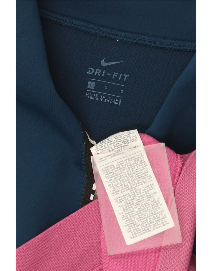 Nike Dame Dri Fit Grafisk Pullover Træningsdragt Top UK 16 Stor Blå