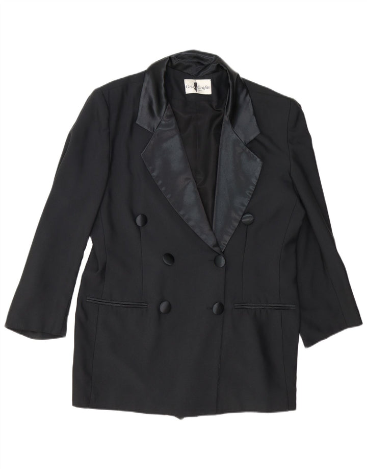 Vintage Dame Dobbeltradet Blazer Jacket UK 14 Large Black