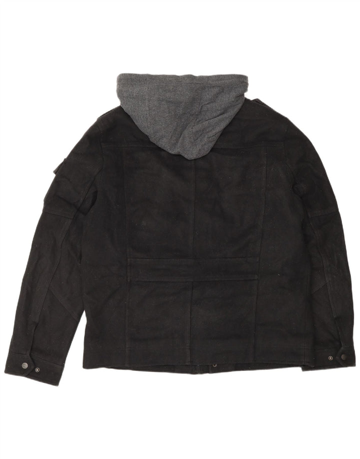 LEVI'S Herre Hætte Military Windbreaker Jacket UK 38 Medium Sort