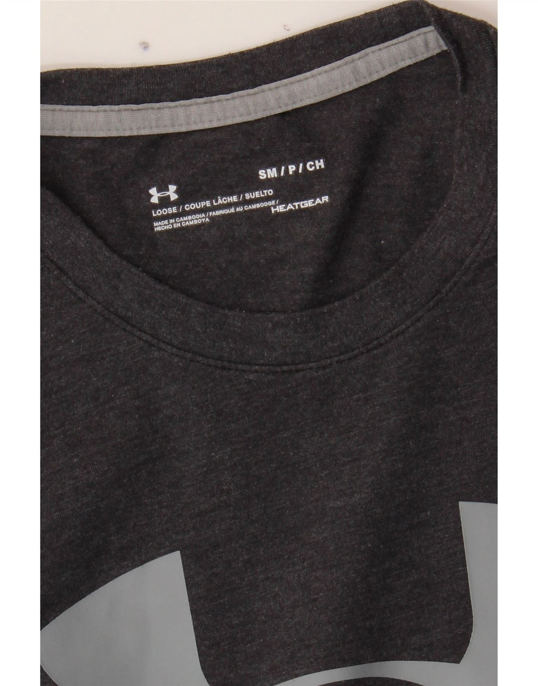 UNDER ARMOUR Mens Heat Gear Graphic T-Shirt Top Small Grey Vintage Under Armour and Second-Hand Under Armour from Messina Hembry 