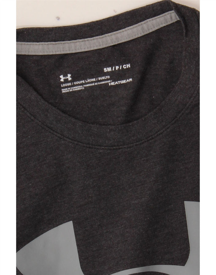 UNDER ARMOUR Mens Heat Gear Graphic T-Shirt Top Small Grey Vintage Under Armour and Second-Hand Under Armour from Messina Hembry 