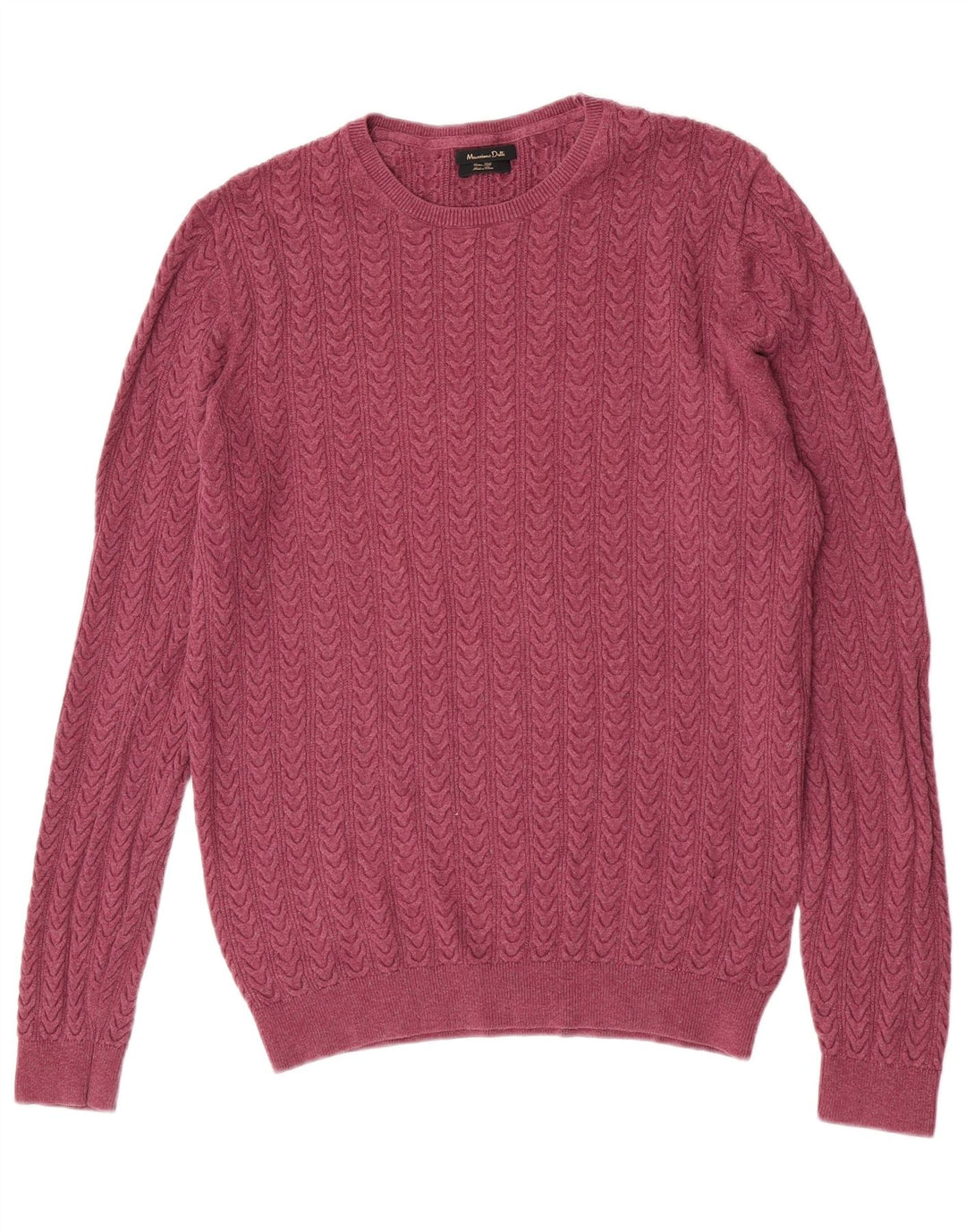 Massimo Dutti Herre Crew Neck Jumper Sweater Stor Bourgogne Bomuld
