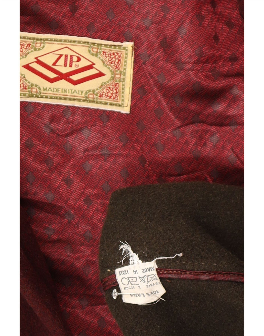 Lynlås Herre Hooded Duffle Coat IT 38 Medium Burgundy Wool