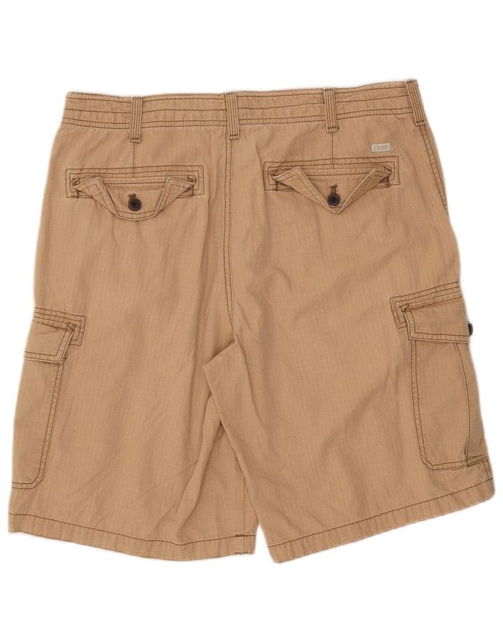 IZOD Herre Salt Water Cargo Shorts W34 Large Beige Ternet Bomuld