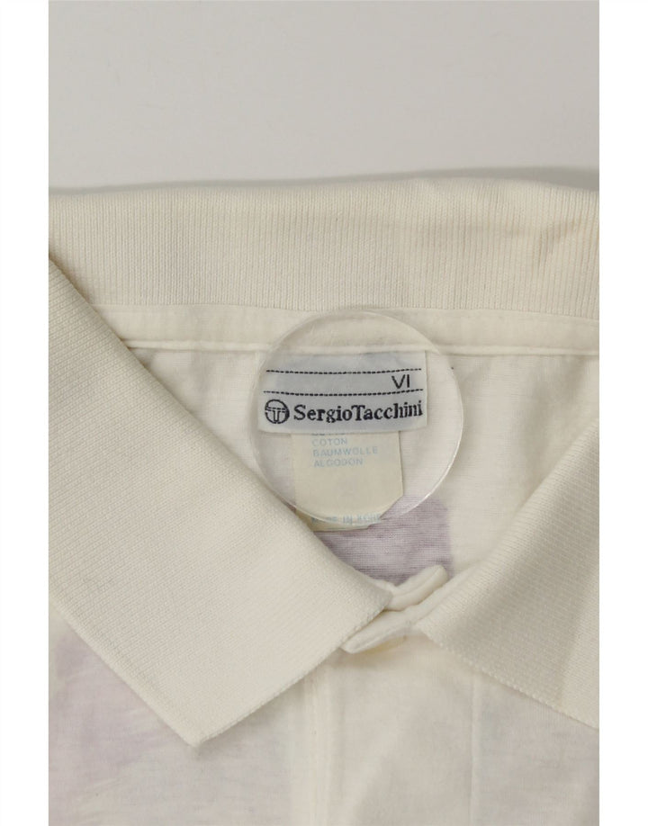 Sergio Tacchini Herre grafisk poloshirt Stor hvid Tie Dye Bomuld