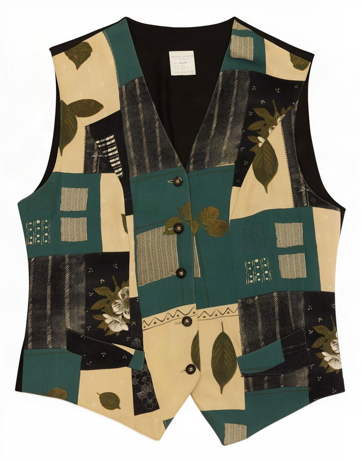 Vintage damevest UK 14 Medium Flerfarvet Patchwork Cupro