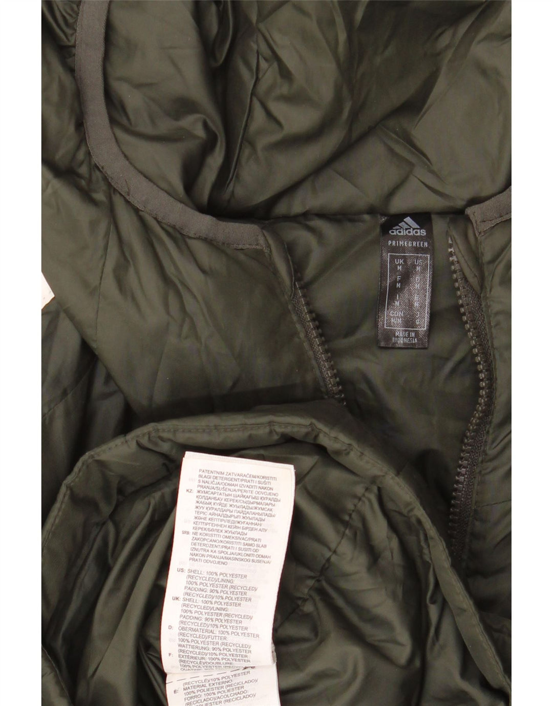 Adidas Herre hættepolstret jakke UK 38 Medium Khaki Polyester