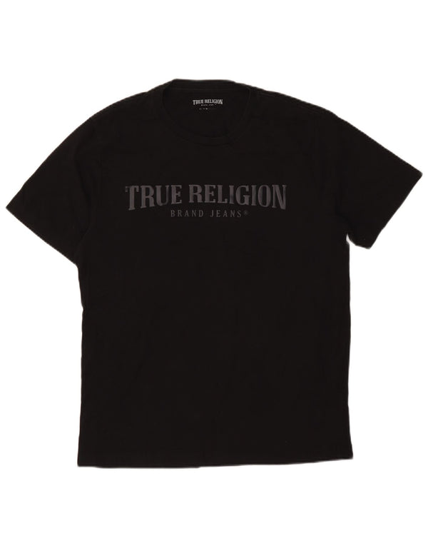 True Religion Herre grafisk T-shirt Top Medium Sort Bomuld