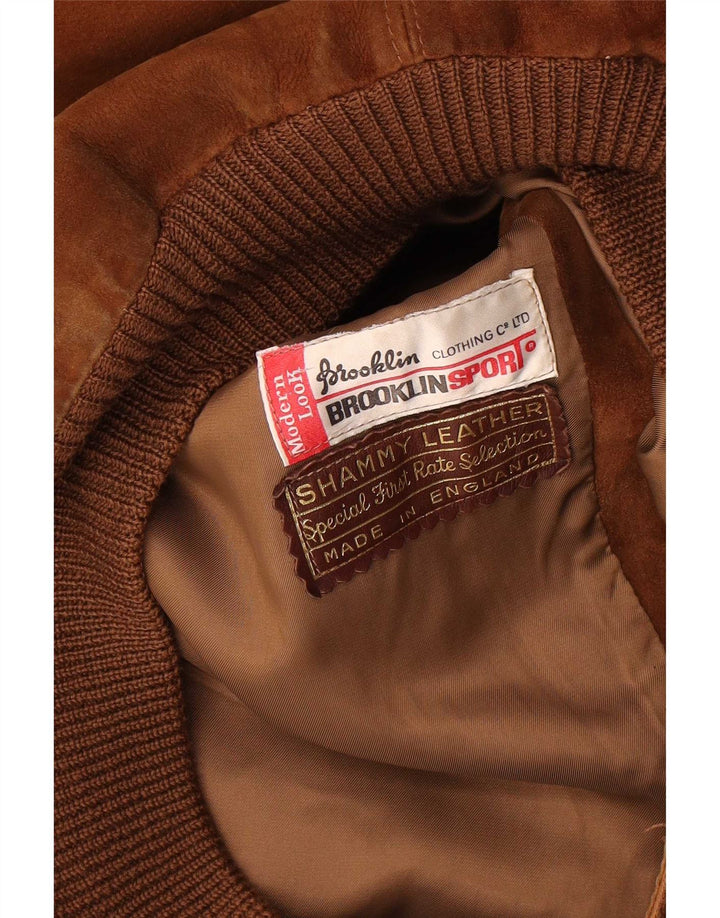 Vintage herre ruskind bomberjakke UK 38 medium brunt læder