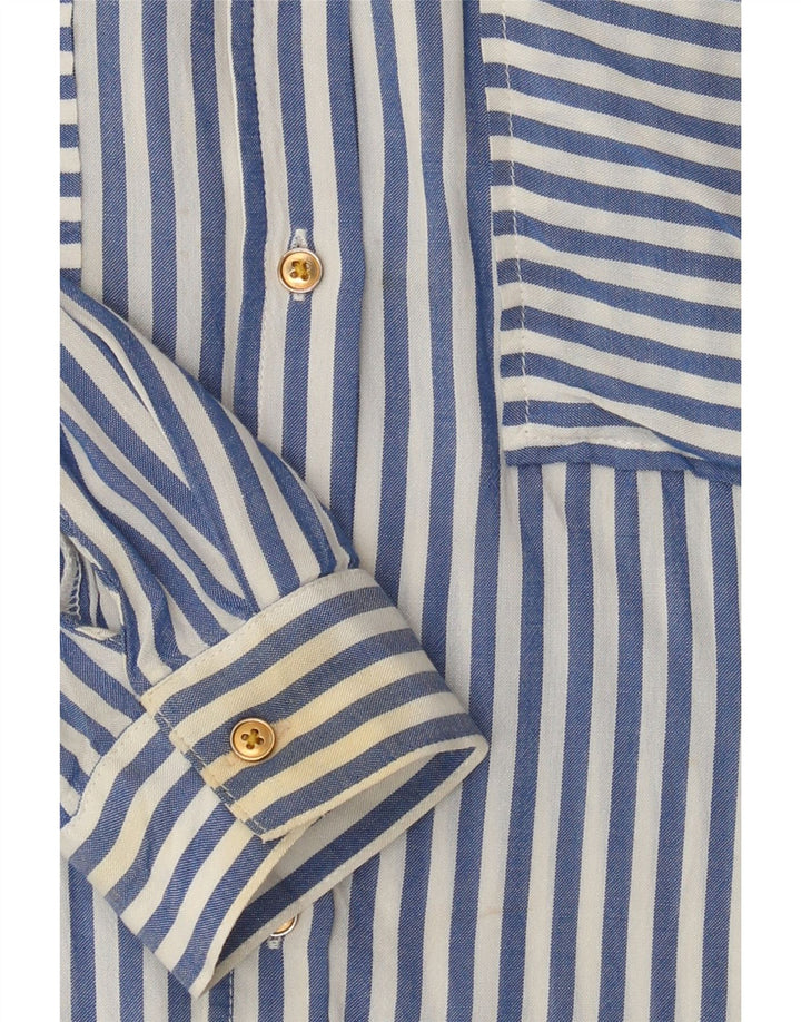Zara Dameskjorte UK 14 Medium Blue Pinstripe Viscose