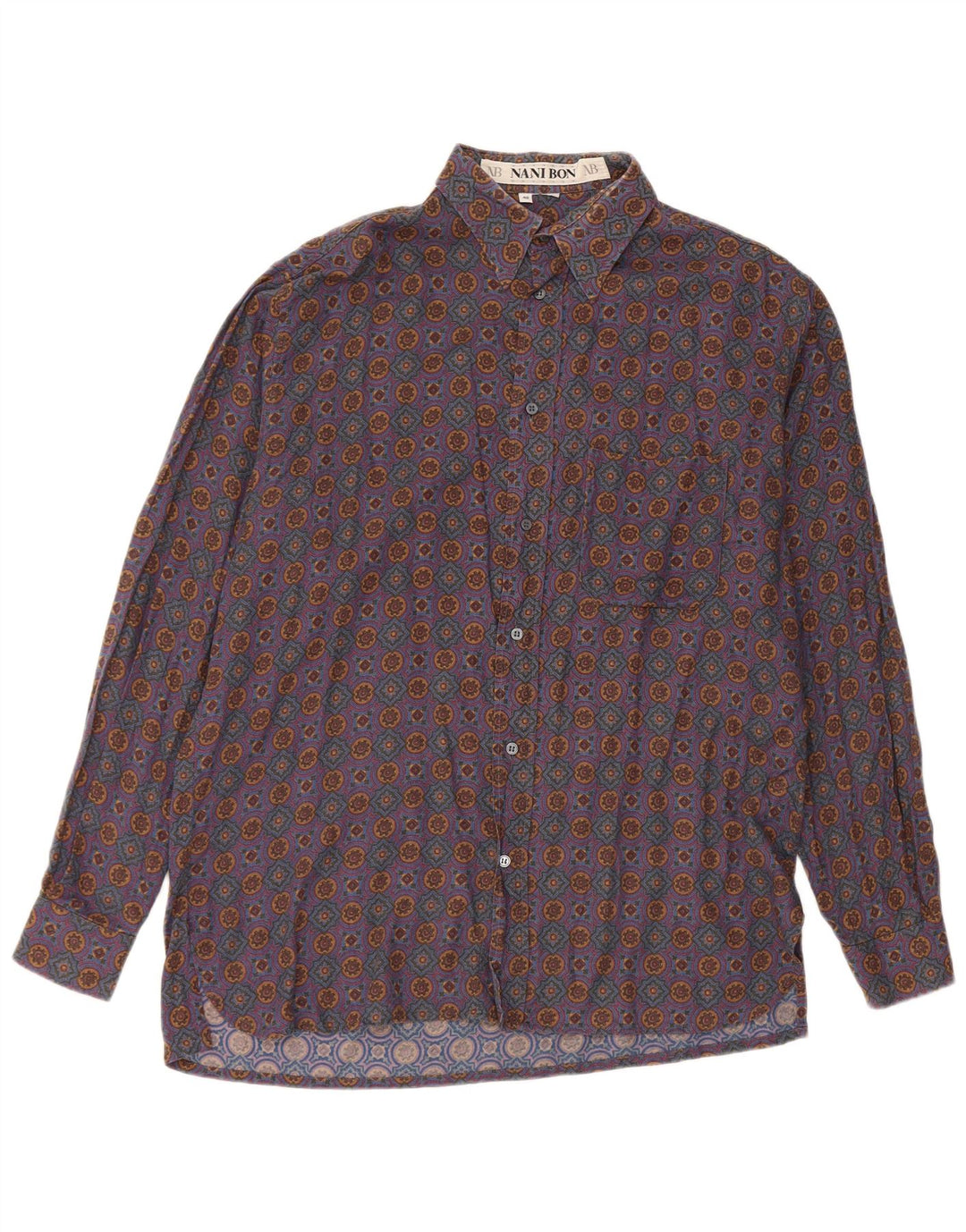 NANI BON Herreskjorte str. 40 Medium Blå Ikat