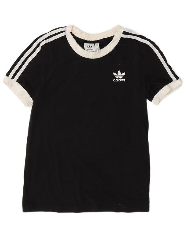 Adidas Dame Oversized T-Shirt Top UK 6 XS Sort Colourblock Bomuld