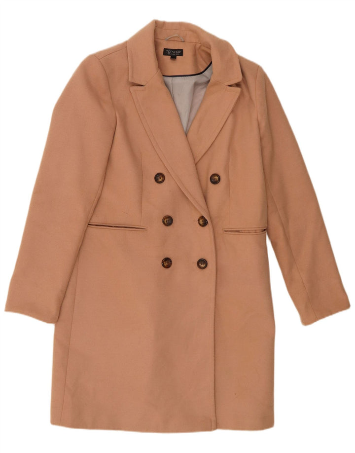 Topshop Dame Dobbeltradet Frakke UK 12 Medium Beige Polyester