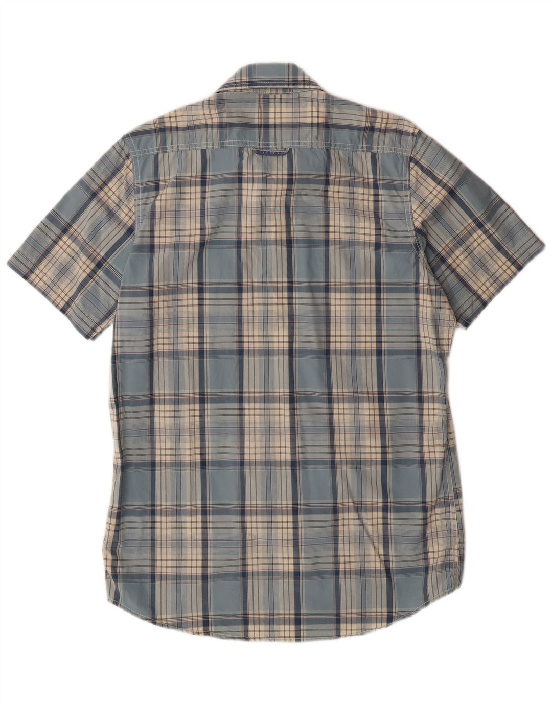 SUPERDRY kortærmet herreskjorte XL blå ternet bomuld