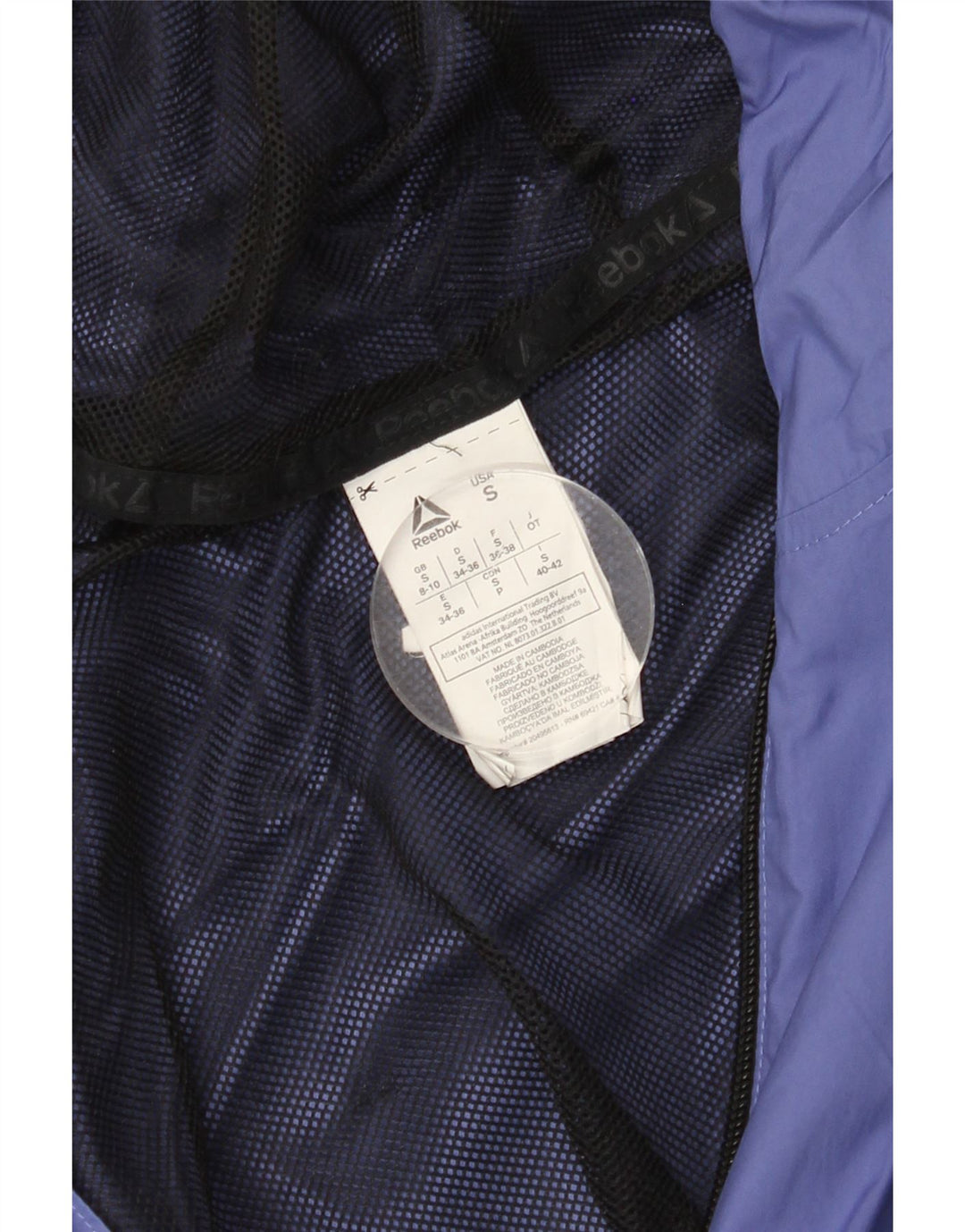 REEBOK Womens Hooded Windbreaker Jacket UK 8/10 Small Blue Colourblock