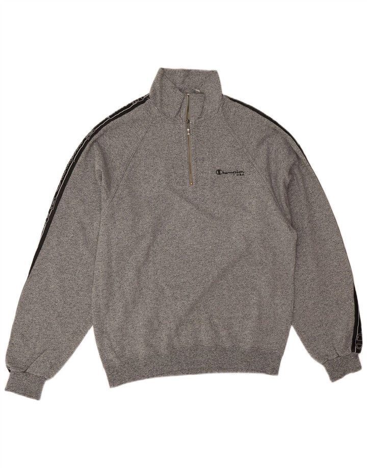 Champion Herre grafisk lynlås-sweatshirt Jumper Medium Grey Colourblock