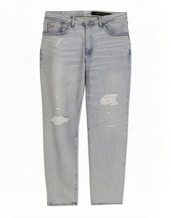 Armani Exchange Herre Gulerod Distressed Slim Jeans W29 L28 Blå Bomuld